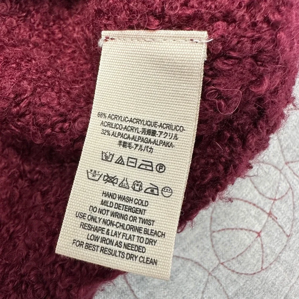 Free People Songbird Sweater Burgundy Alpaca V-Neck Boucle / Women's Small
